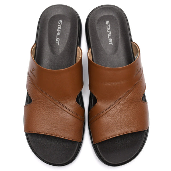 Starlet LEATHER SLIPPER - VCT-002 TAN MEN SLIPPER