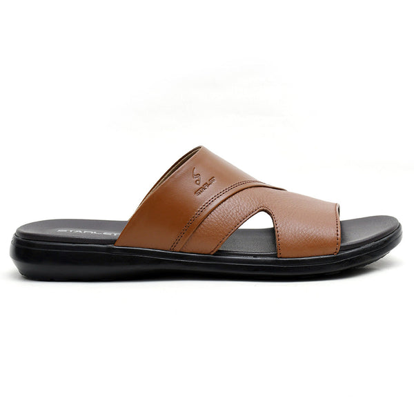 starlet LEATHER SLIPPER - VCT-002 TAN MEN SLIPPER