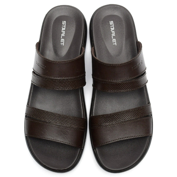 Starlet LEATHER SLIPPER - VCT-003 BROWN MEN SLIPPER
