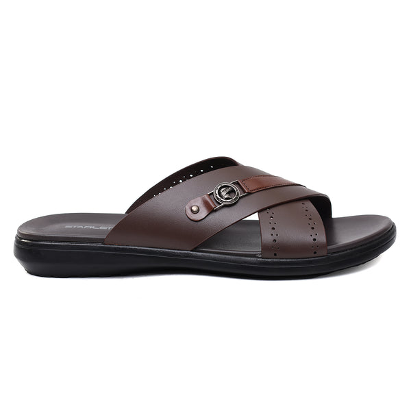 starlet LEATHER SLIPPER - VCT-011-BROWN MEN SLIPPER