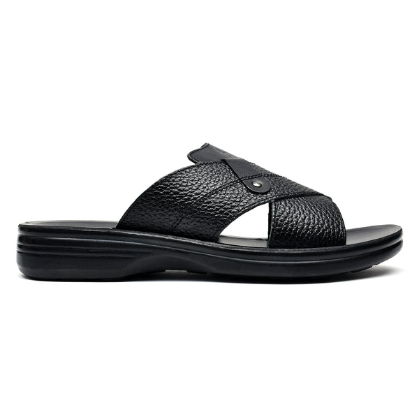 starlet LEATHER SLIPPER - VO-622 BLACK MEN SLIPPER