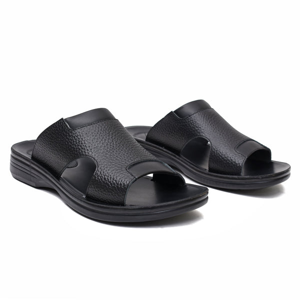 Starlet LEATHER SLIPPER - VO-632 BLACK MEN SLIPPER
