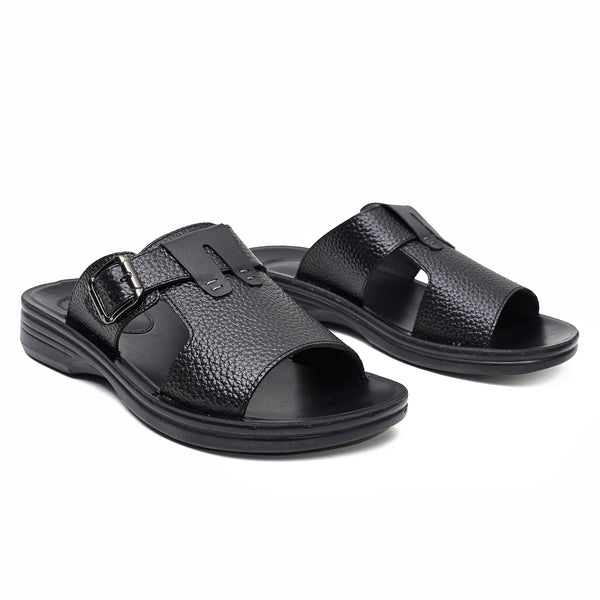 Starlet LEATHER SLIPPER - VO-633 BLACK MEN SLIPPER