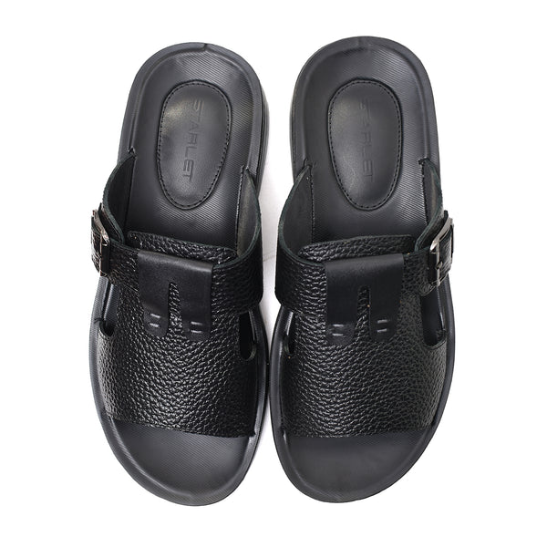 Starlet LEATHER SLIPPER - VO-633 BLACK MEN SLIPPER