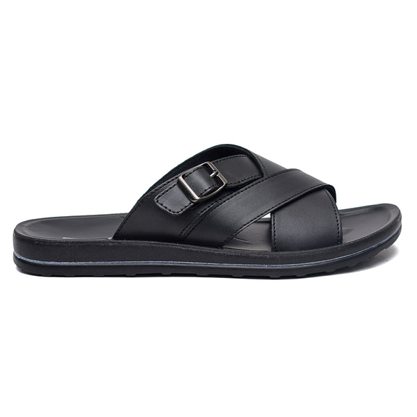 starlet LEATHER SLIPPER - WA-1829 BLACK MEN SLIPPER
