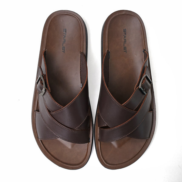 Starlet LEATHER SLIPPER - WA-1829 BROWN MEN SLIPPER