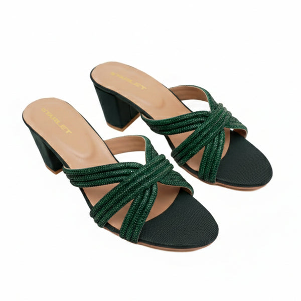 starlet MML-0011 GREEN WOMEN HEELS