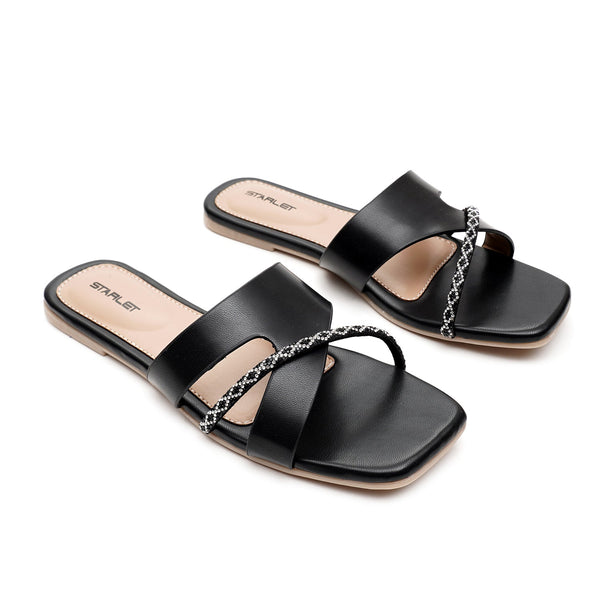 starlet SLANA-33 BLACK WOMEN FLATS