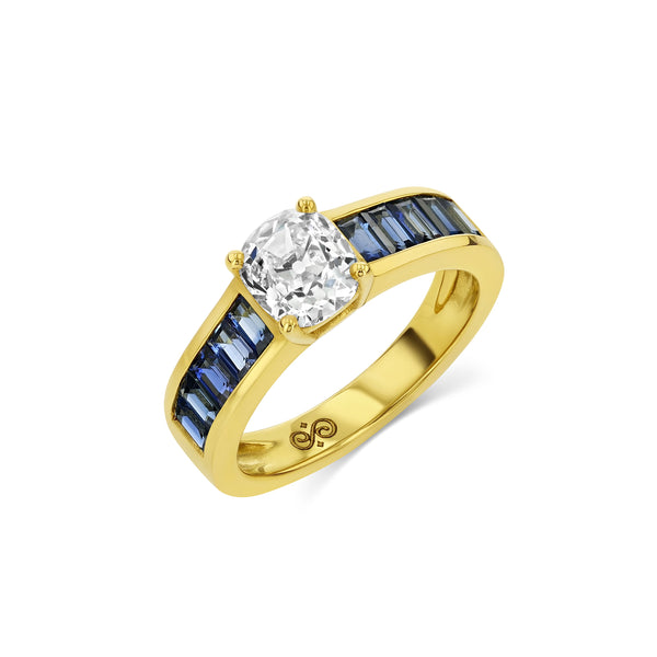starling 1.16ct Old Mine Lab Diamond and Sapphire Millay Ring