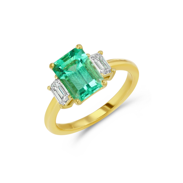 starling 1.95ct Muzo Emerald and Diamond Three-Stone Ring