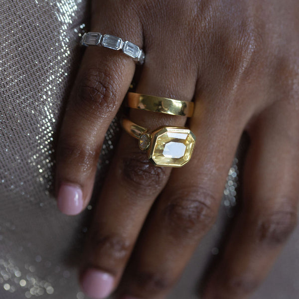 Starling 10.24ct Yellow Sapphire And Diamond Three Stone Ring