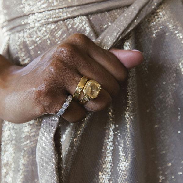 Starling 10.24ct Yellow Sapphire And Diamond Three Stone Ring