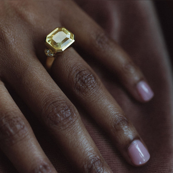 Starling 10.24ct Yellow Sapphire And Diamond Three Stone Ring