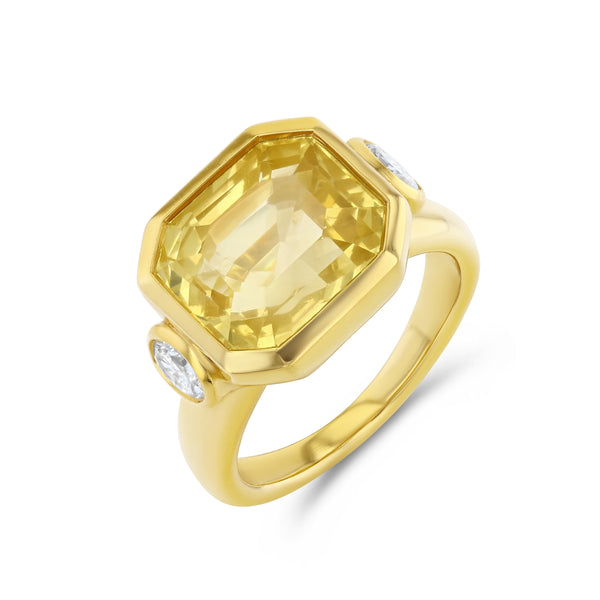 starling 10.24ct Yellow Sapphire and Diamond Three Stone Ring