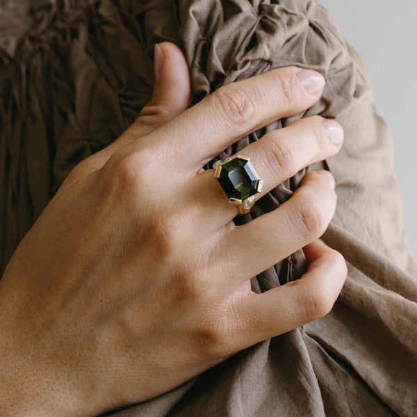 Starling 15.86ct Tourmaline & Diamond Three Stone Ring