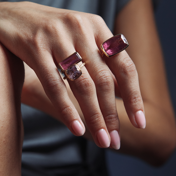 Starling 16.31ct Pink Tourmaline Elongated Cushion Bezel Ring