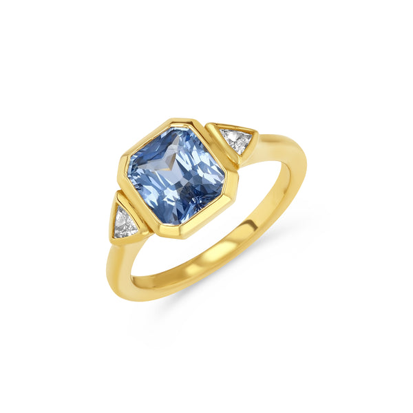 starling 2.08ct Sapphire and Diamond Trillion Three Stone Ring