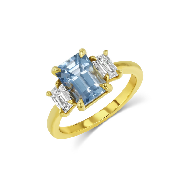 starling 2.67ct Sapphire and Lab Diamond Three Stone Ring