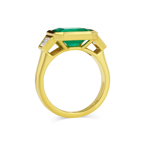 Starling 3.49ct Zambian Emerald And Diamond Bezel Ring