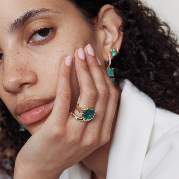 Starling 3.49ct Zambian Emerald And Diamond Bezel Ring