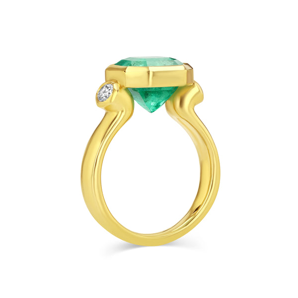Starling 4.06ct Muzo Emerald And Diamond Floating Bezel Ring