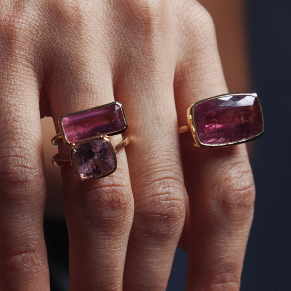 Starling 4.20ct Pink Tourmaline Elongated Bezel Ring