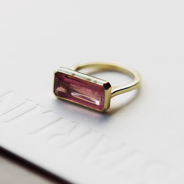 Starling 4.20ct Pink Tourmaline Elongated Bezel Ring