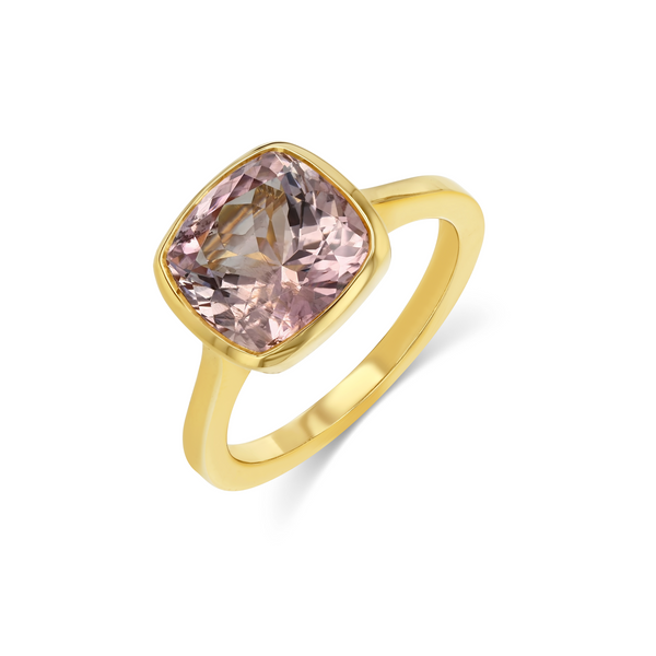 starling 4.26ct Light Pink Tourmaline Cushion Bezel Ring