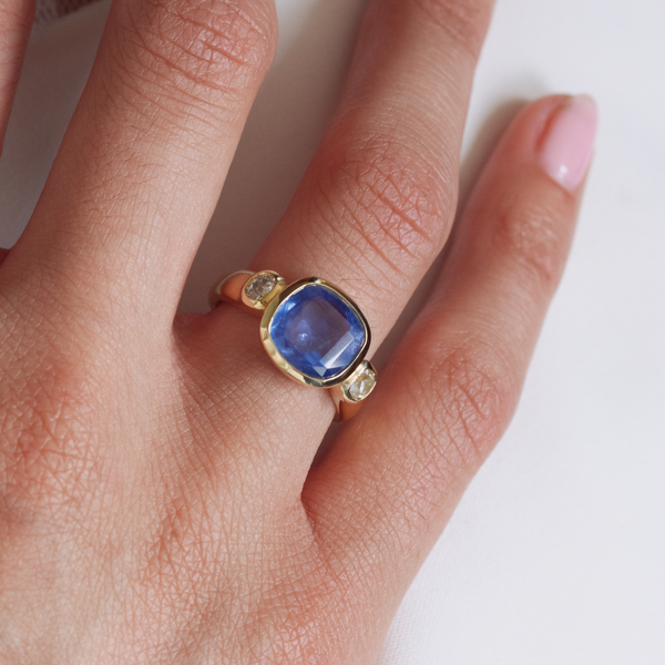 Starling 4.48ct Burma Sapphire & Diamond Floating Bezel Ring