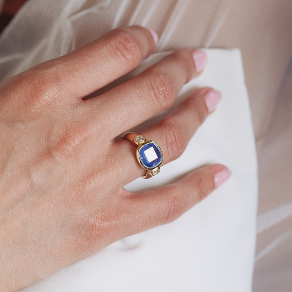 Starling 4.48ct Burma Sapphire & Diamond Floating Bezel Ring
