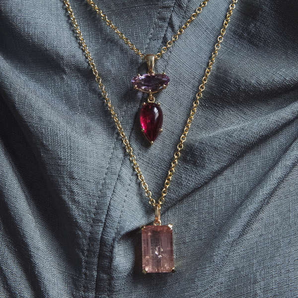 Starling Amethyst And Tourmaline Cabochon Vessel Charm