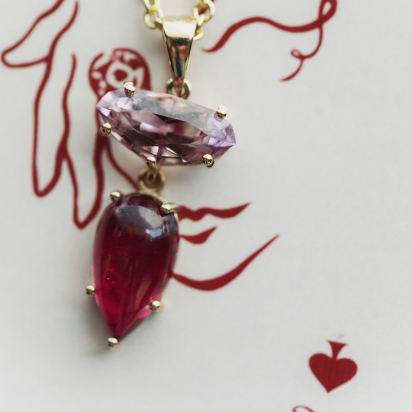 Starling Amethyst And Tourmaline Cabochon Vessel Charm