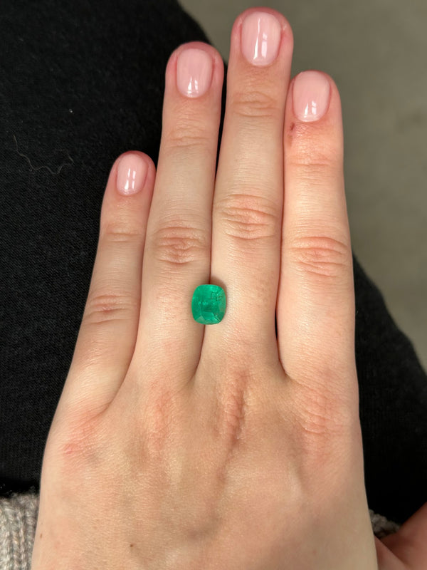 Starling Bespoke 2.57ct Zambian Emerald Cushion Cut