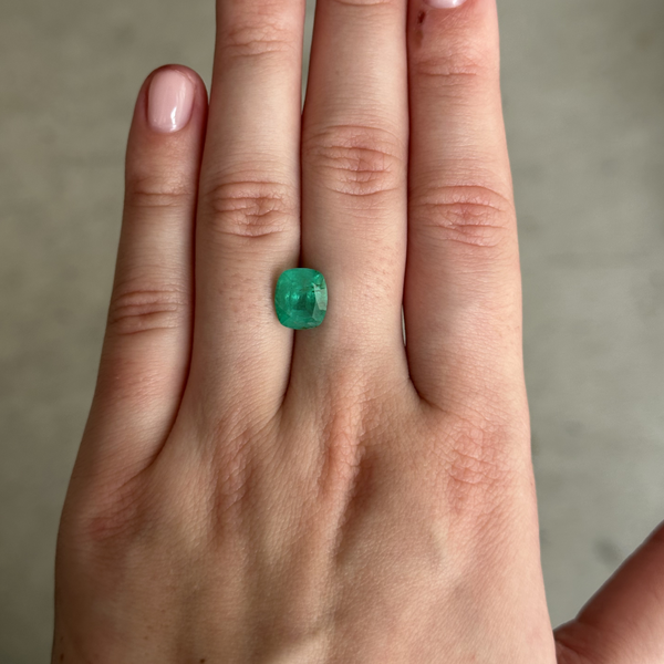Starling Bespoke 2.57ct Zambian Emerald Cushion Cut
