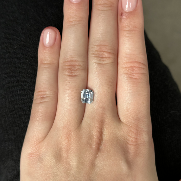 Starling Bespoke 2.58ct Pale Light Blue Sapphire Asscher Cut