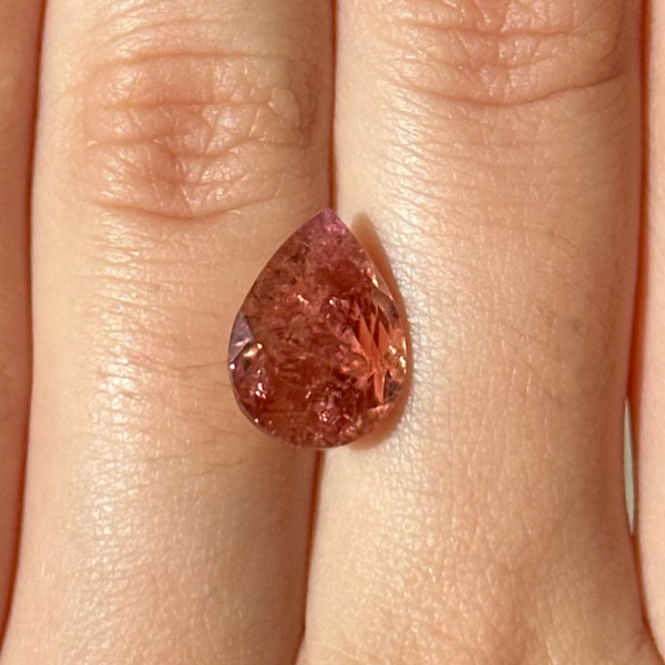 Starling Bespoke 3.56ct Pinkish Orange Tourmaline Pear Cut