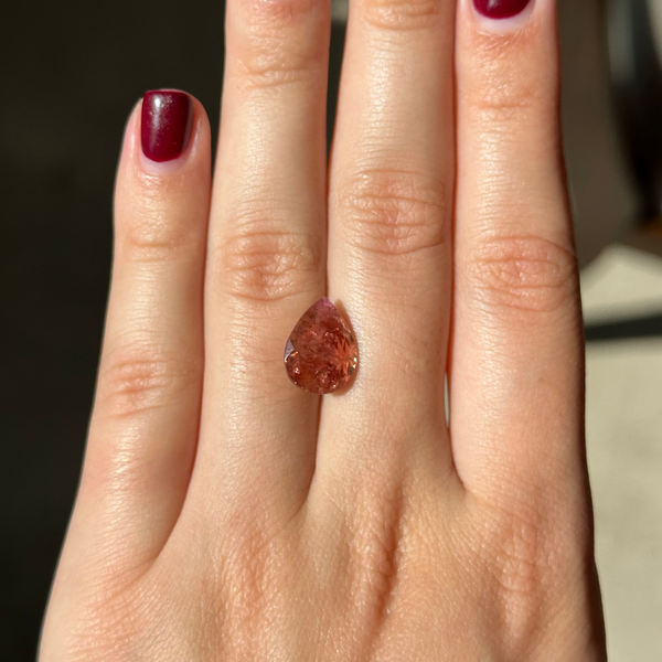Starling Bespoke 3.56ct Pinkish Orange Tourmaline Pear Cut