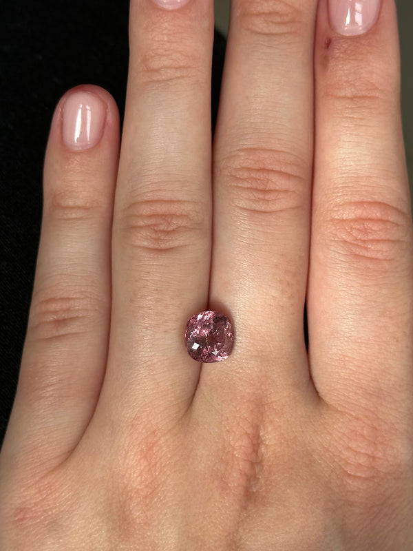 Starling Bespoke 3.64ct Purplish-Pink Rhodolite Garnet Cushion Cut