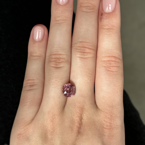 Starling Bespoke 3.64ct Purplish-Pink Rhodolite Garnet Cushion Cut