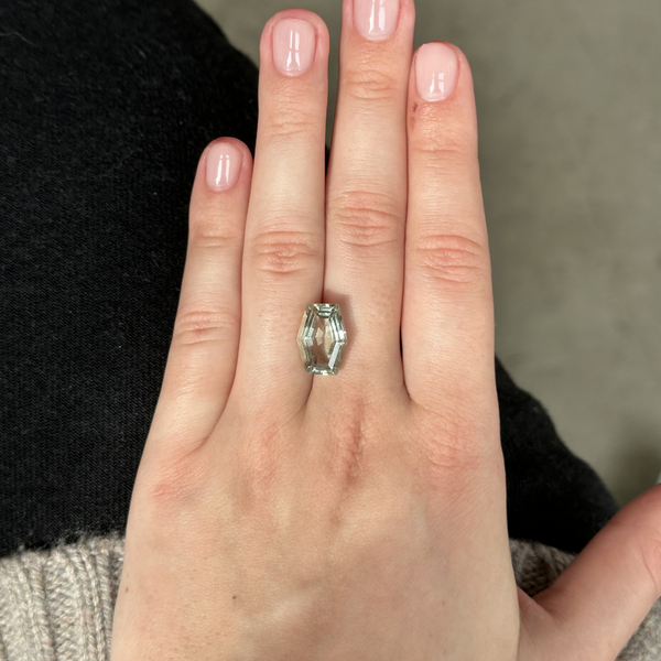 Starling Bespoke 6.32ct Green Amethyst Hexagonal Set Cut