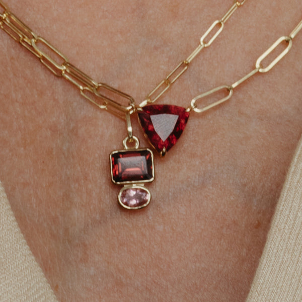 Starling GARNET & PINK TOURMALINE 2 STONE FAMILY STONE CHARM