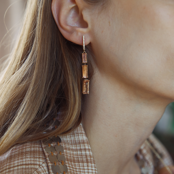 Starling Imperial Topaz And Diamond Three-Tier Drop Earrings