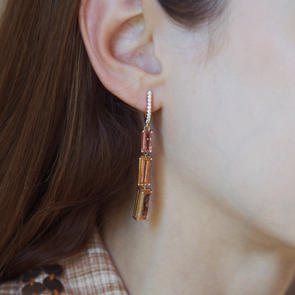 Starling Imperial Topaz And Diamond Three-Tier Drop Earrings