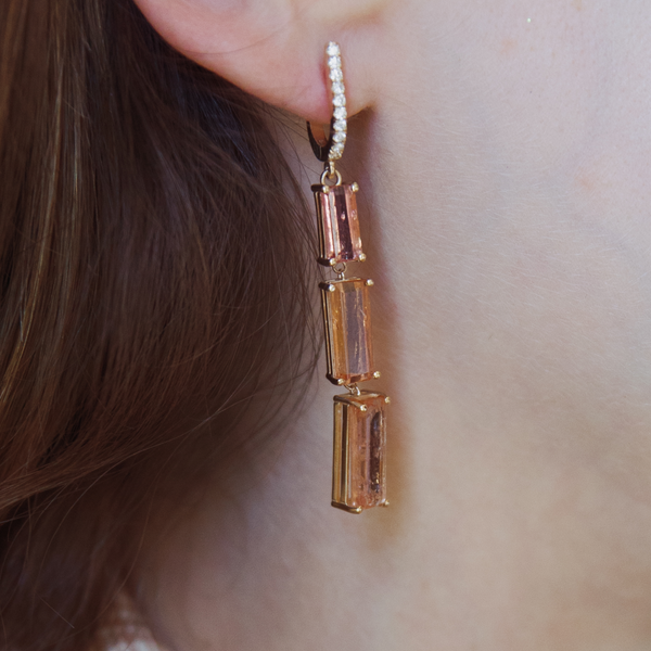 Starling Imperial Topaz And Diamond Three-Tier Drop Earrings