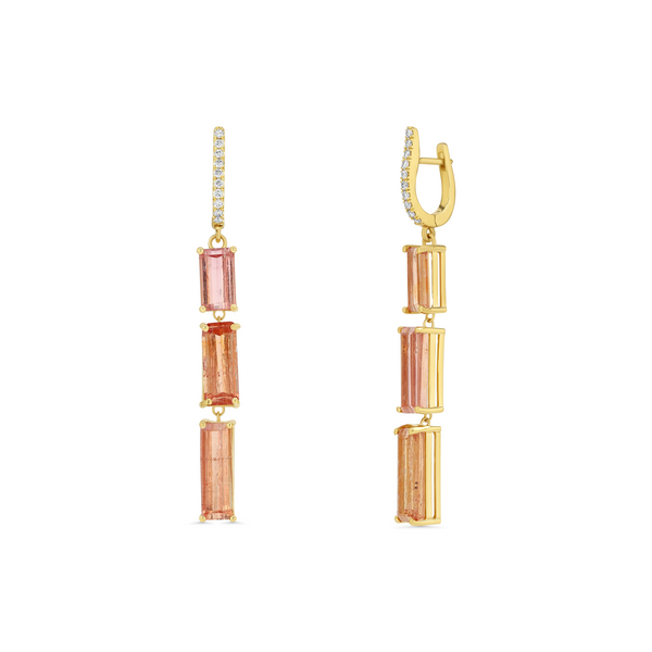 starling Imperial Topaz and Diamond Three-Tier Drop Earrings