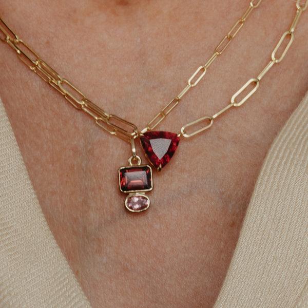 Starling 2.70CT PINK TOURMALINE TRILLION NECKLACE