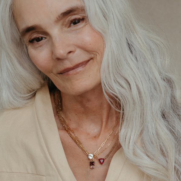 Starling 2.70CT PINK TOURMALINE TRILLION NECKLACE