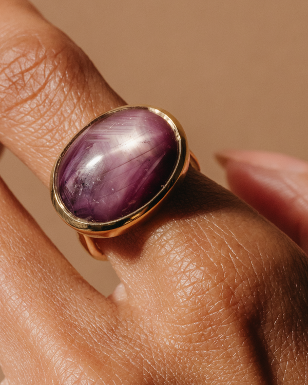 Starling 24.1ct Star Ruby Cabochon Bezel Ring