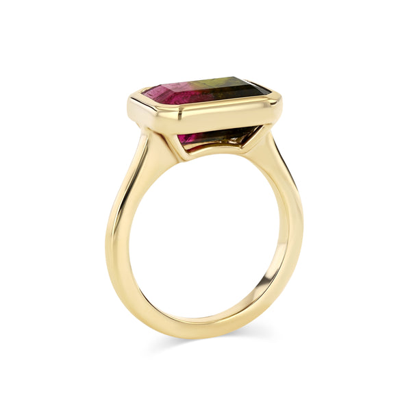 Starling 3.70CT WATERMELON TOURMALINE BEZEL RING