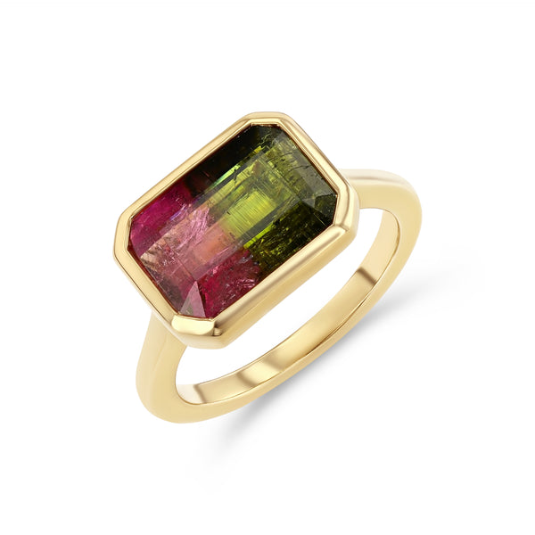 starling 3.70CT WATERMELON TOURMALINE BEZEL RING